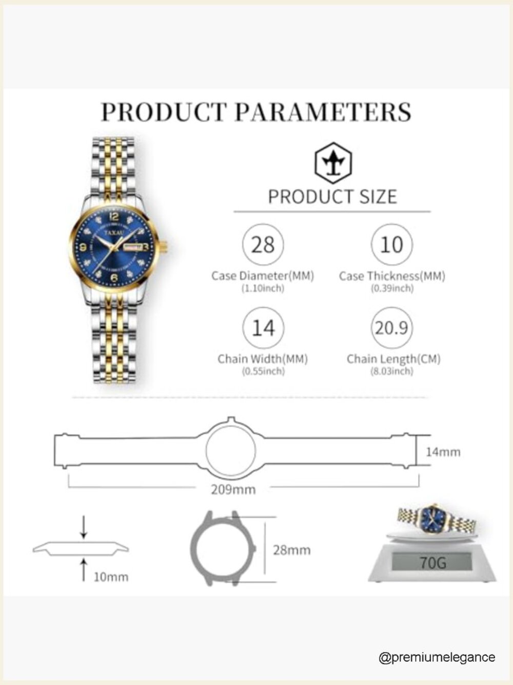 Gold Silver Two Tone Women Stainless Steel Watch Dress Quartz Day Date Water - Picture 2 of 7